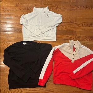 Evereve Red, Cream & Black Colorblock Snap-Neck Sweatshirt Bundle